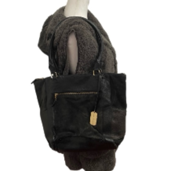 EUC Vince Camuto Black Leather & Suede Satchel/Shoulder Bag - Picture 10 of 10